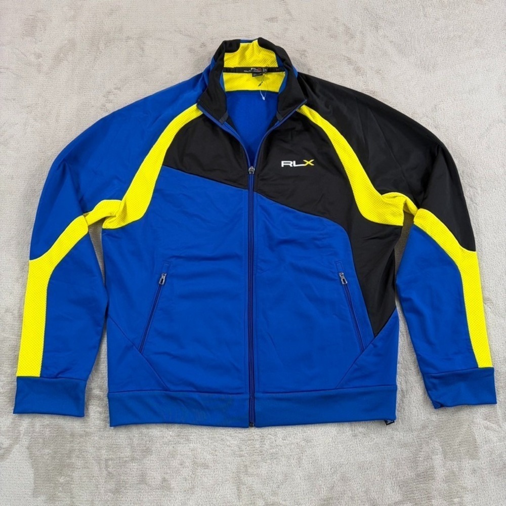 RLX Ralph Lauren Performance Track Golf Jacket in‎ Blue Multi ColorBlock Men XL